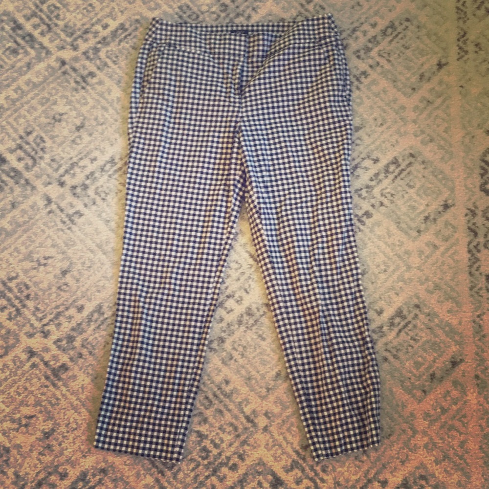 LOFT Checked Gingham Cropped Ankle Pants Size 8